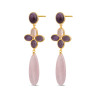 Pendientes de piedra natural cuarzo rosa chapado 