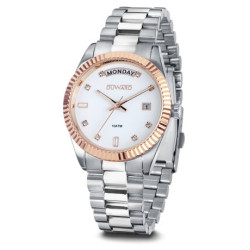 RELOJ DE SEÑORA  ACERO BISE IP ROSA D/CALENDARIO