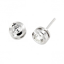 pendiente de plata chaton 4.5mm cierre tornillo