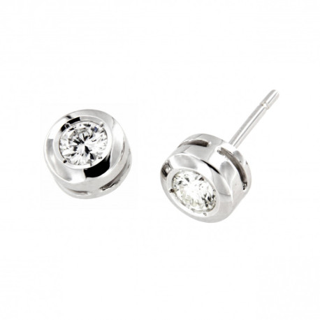 pendiente de plata chaton 4.5mm cierre tornillo