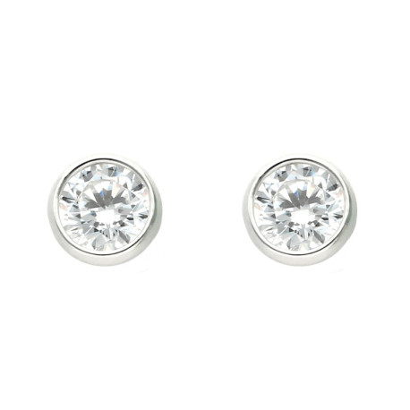 Pendientes en plata 1ªLey de chatón con circonita.