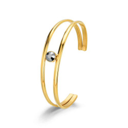 BRAZALETE ACERO 316 CHAPADO ORO 18 KT ARO DOBLE