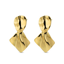 PENDIENTE ACERO 316 CHAPADO ORO 18 KT ROMBO IRREG