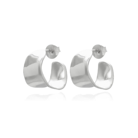 pendiente de plata tipo aro ancho tornillo 
