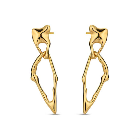 Pendientes de acero 316 chapado oro 18 kt rombo
