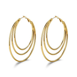 Pendientes de acero 316 chapado oro 18 kt aro trip