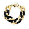 Pulsera de acero 316 chapado oro 18 kt barbado 