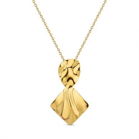 Collar de acero 316 chapado 18 kt rombo irregualr