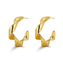 Pendientes de acero 316 chapado 18 kt aro rizado
