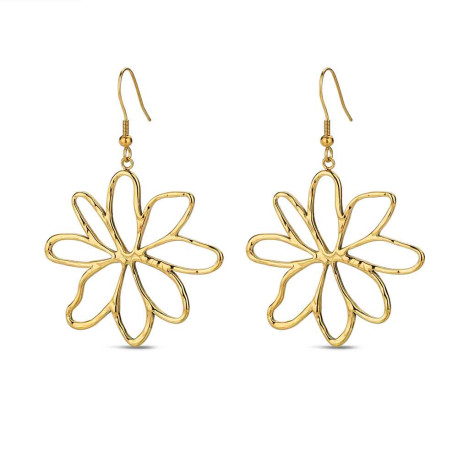 Pendientes de acero 316 chapado 18 kt flor de 63 