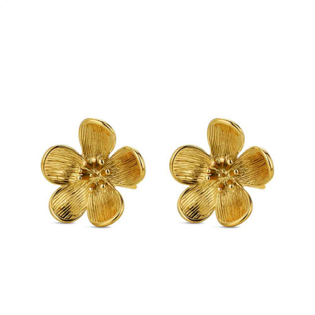 Pendientes de acero 316 chapado 18 kt flor