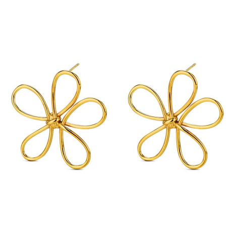 Pendientes de acero 316 chapado 18 kt flor de 40 m
