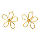 Pendientes de acero 316 chapado 18 kt flor de 40 m
