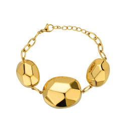 Pulsera de acero 316 chapado 18 kt óvalos lapidado