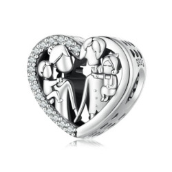abalorio de plata corazon familia