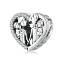 abalorio de plata corazon familia