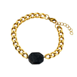 PULSERA ACERO 316 CHAPADO ORO 18 KT LABRADORITA 