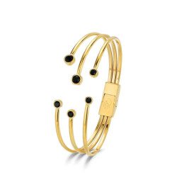 BRAZALETE ACERO 316 CHAPADO ORO 18 KT HILOS 