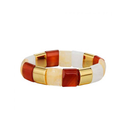 Pulsera de acero chapado piedras semipreciosas