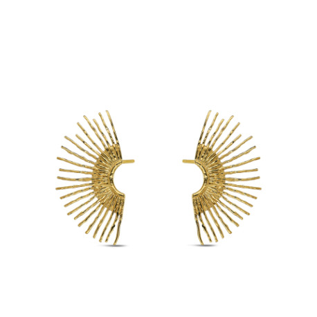 PENDIENTES ACERO 316 CHAPADO ORO 18 KT ABANICO ROC
