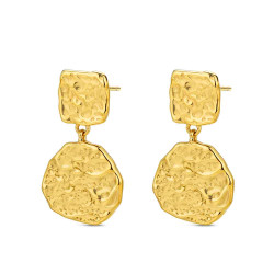 Pendientes de acero 316 chapado 18 kt discos 