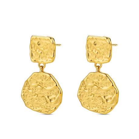 Pendientes de acero 316 chapado 18 kt discos 