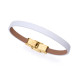 Pulsera de acero Ip dorado con piel blanca
