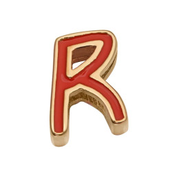 Motivo letra R para pulsera de niña en acero dorad
