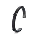 brazalete de caballero de acero con cuero marron 