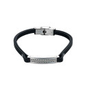 pulsera de caballero cuero negro  de 10 mm  espiga