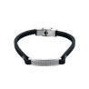 pulsera de caballero cuero negro  de 10 mm  espiga