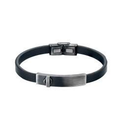 pulsera de cuero negro de 8 mm y motivo de acero 