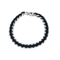 pulsera  de acero de 19mm cuero negro 20+3