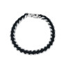pulsera  de acero de 19mm cuero negro 20+3