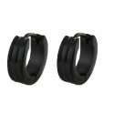pendiente de acero negro rayado aro de 14x4mm