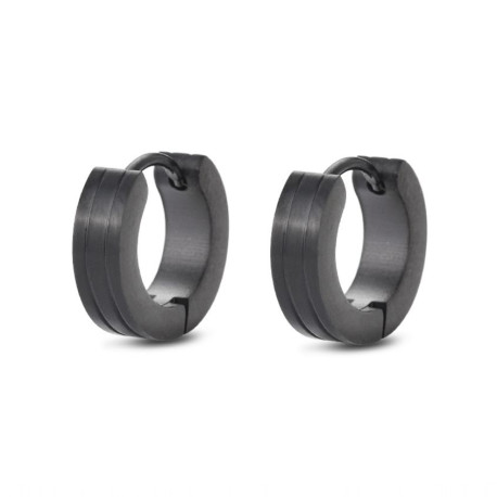 pendiente de acero aro negro  de 14x4mm listado 