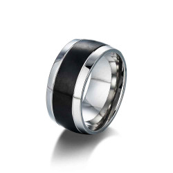 anillo de caballero de acero combinado negro mate 