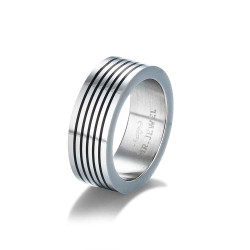 anillo decaballero de acero rayado 8 mm 