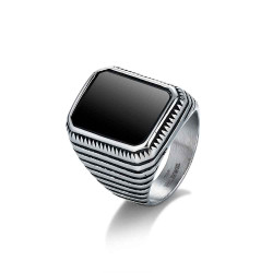 sello de acero rectangular piedra negra mate 22x15