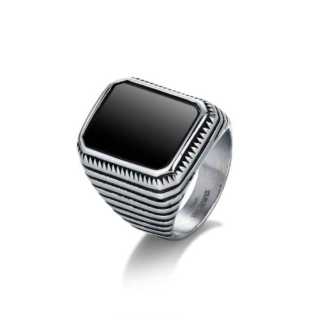 sello de acero rectangular piedra negra mate 22x15
