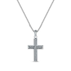 CADENA CON COLGANTE DE CRUZ EN ACERO  CON TRENZA