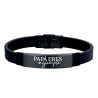 PULSERA DE ACERO CUERO NEGRO PAPÁ ERES MI EJEMPLO