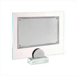 PLACA CRISTAL 24X19 COM PIE CHAPA  ALUMINIO