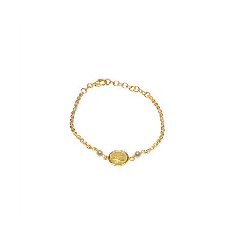 Pulsera Plata Chapada Angel con perlas