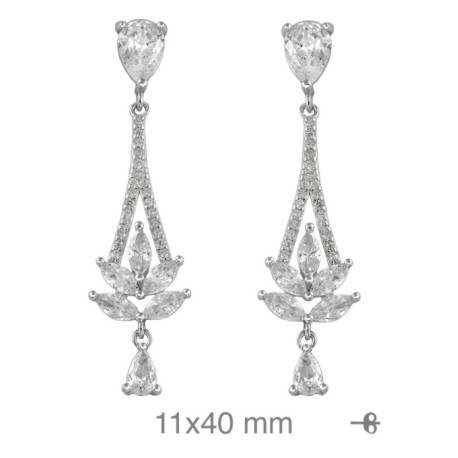 pendiente de plata de ley con circonitas