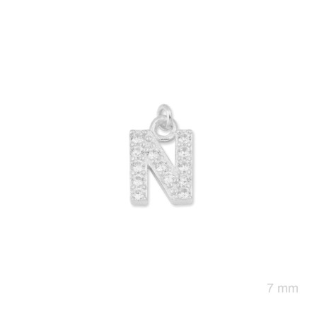 colgante de plata rodiado inicial N 