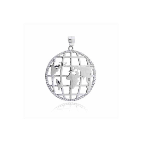 COLGANTE DE PLATA MAPA MUNDO