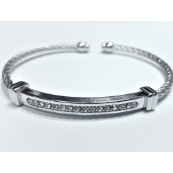 PULSERA DE ACERO RIGIDA CON ZIRCONITAS