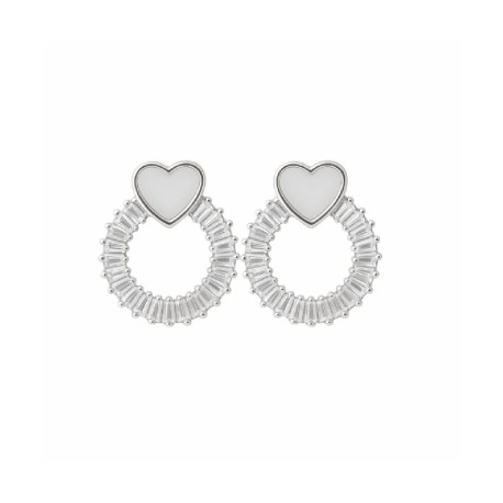 PENDIENTES DE PLATA RODIADA CORAZON CON CIRCONITAS