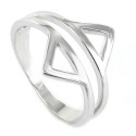 SORTIJA DE PLATA TRIANGULO DOBLE
